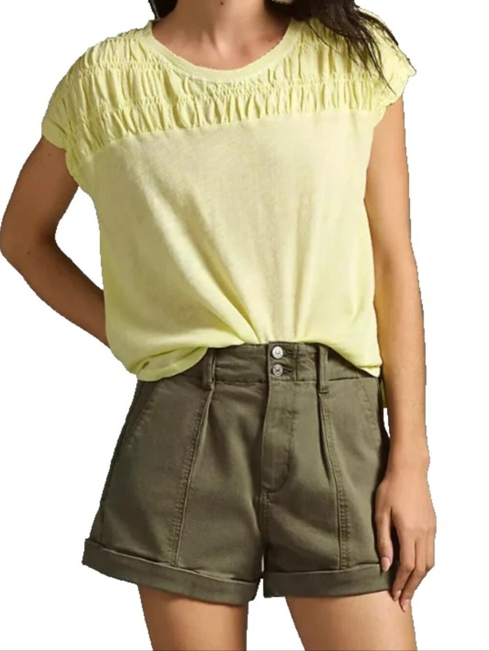 Pilcro Anthropologie Smocked Muscle Tee‎